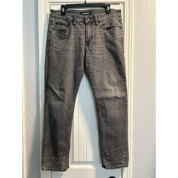 Express Men’s Jeans Gray Wash Slim Stretch Size 33X30 Gray Color Classic Pants - Picture 1 of 5